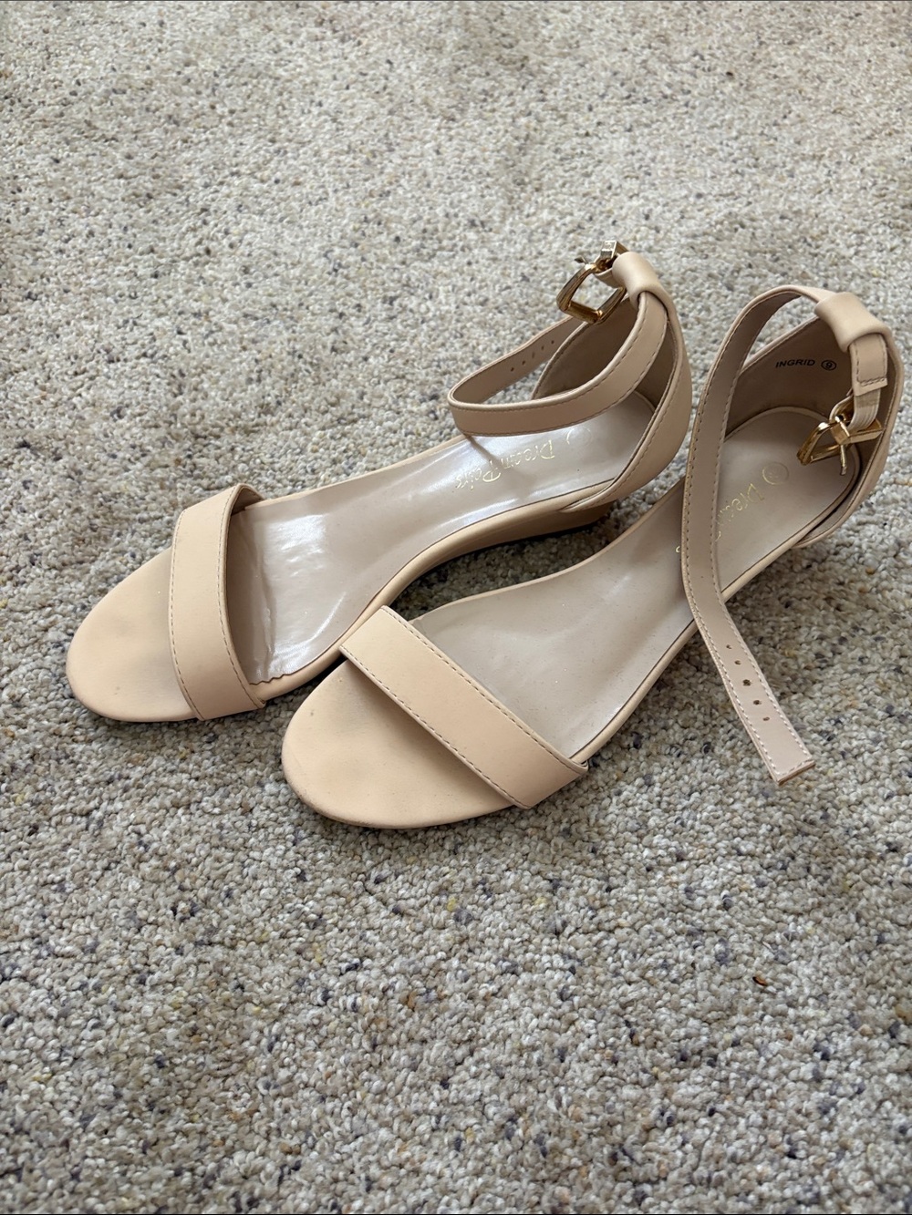 Dream Pairs Beige Ankle-Strap Wedge Sandals